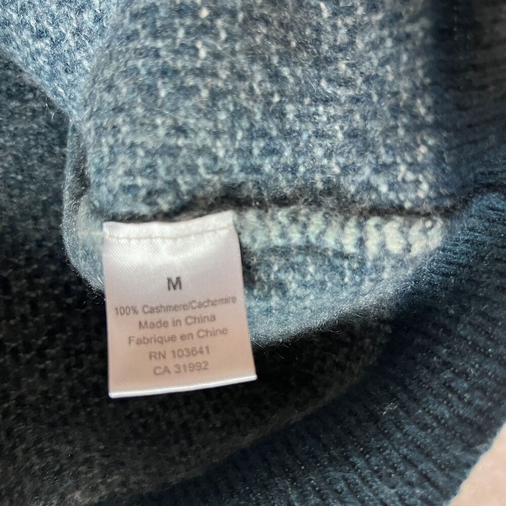100% Cashmere Womens M Blue Teal Textured Crewneck Sweater 18” P2P Kier + J - Picture 7 of 9